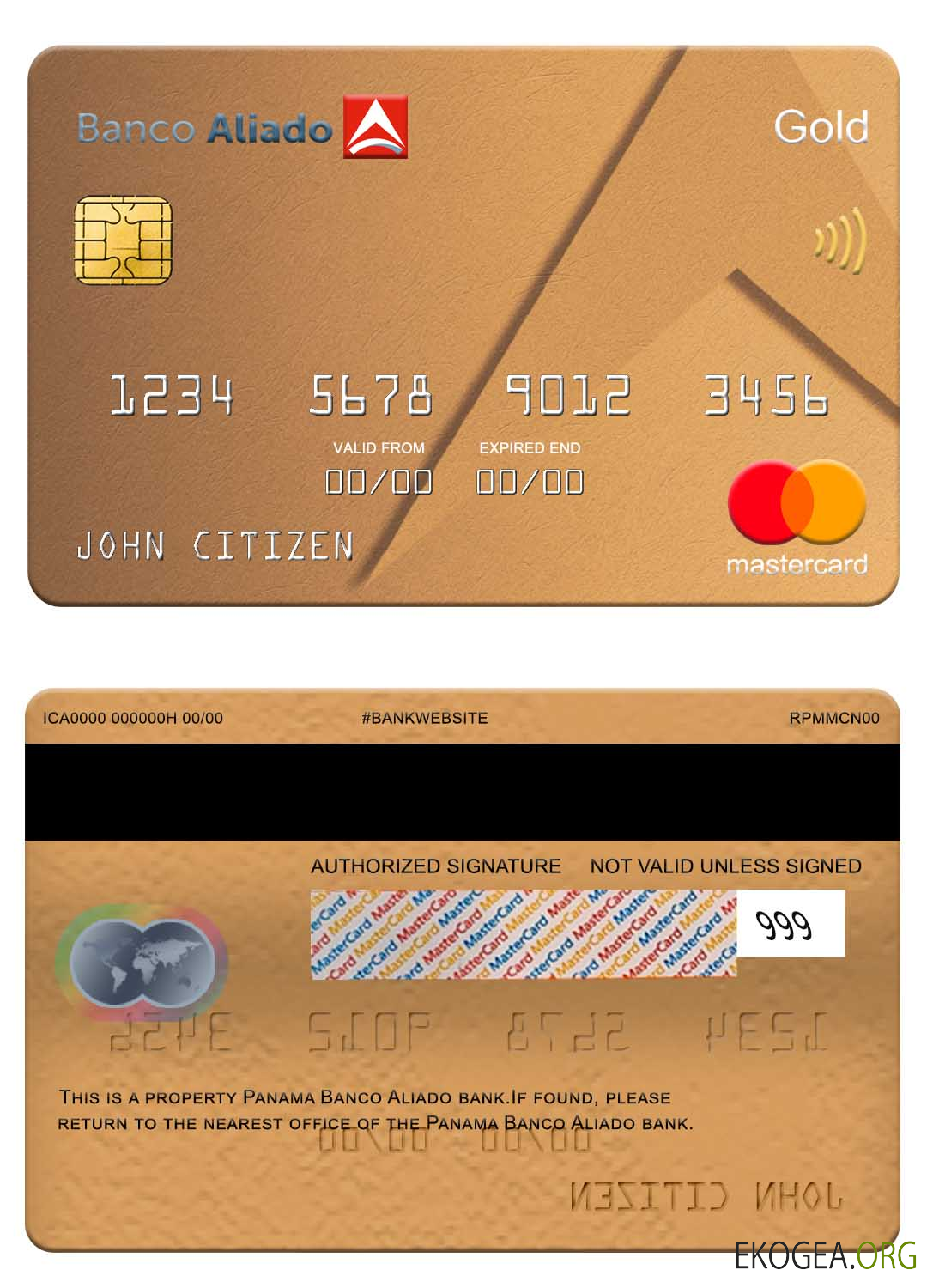 Carte Mastercard de la banque Panama Banco Aliado